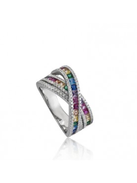 Anillo de plata con piedras multicolor